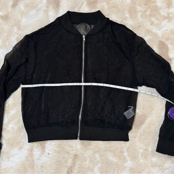 SHEIN Glitter Sheer Black Bomber Jacket - Picture 4 of 5